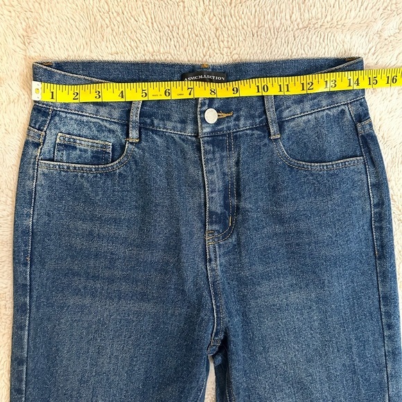 ASM Collection | Straight Leg Distressed Denim | Blue | Slits on Bottom | Size M - Picture 7 of 9